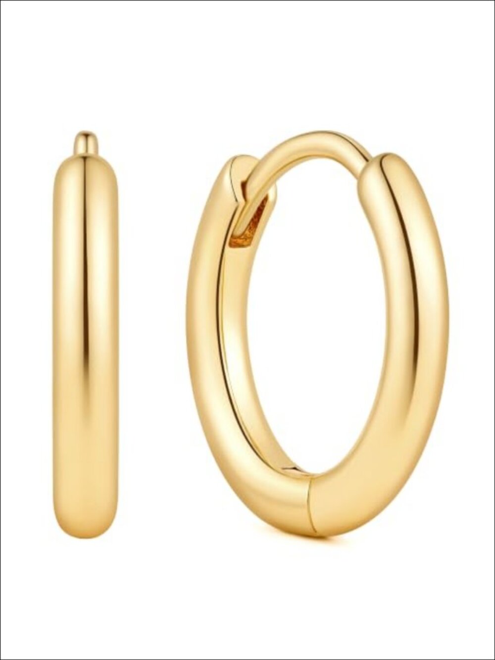 14K Gold Plated Hoop Earrings 2mm Hinged Hoop Lightweight
